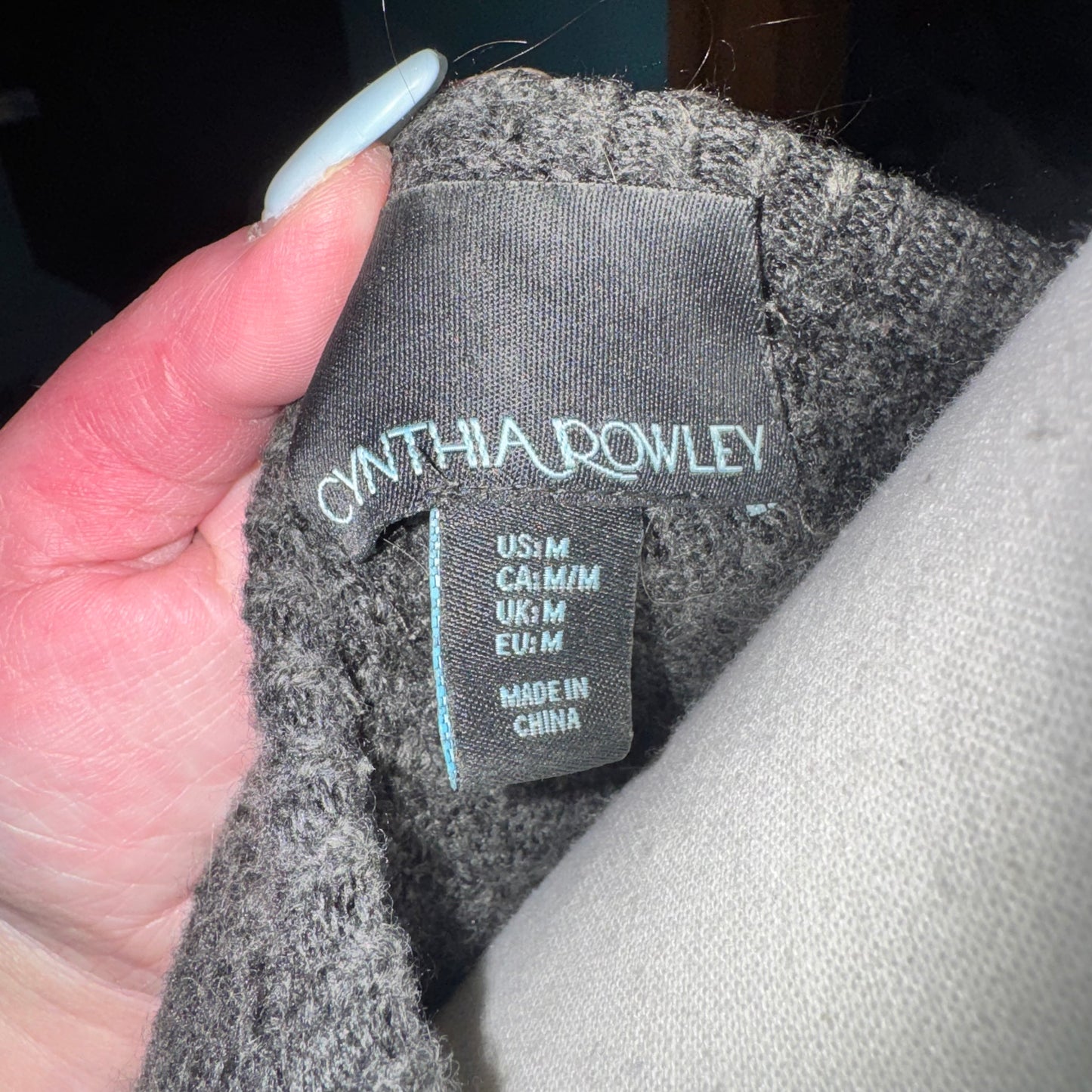 Gray knit acrylic cardigan