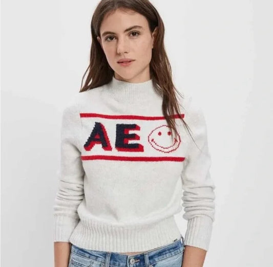 Smiley mock neck sweater