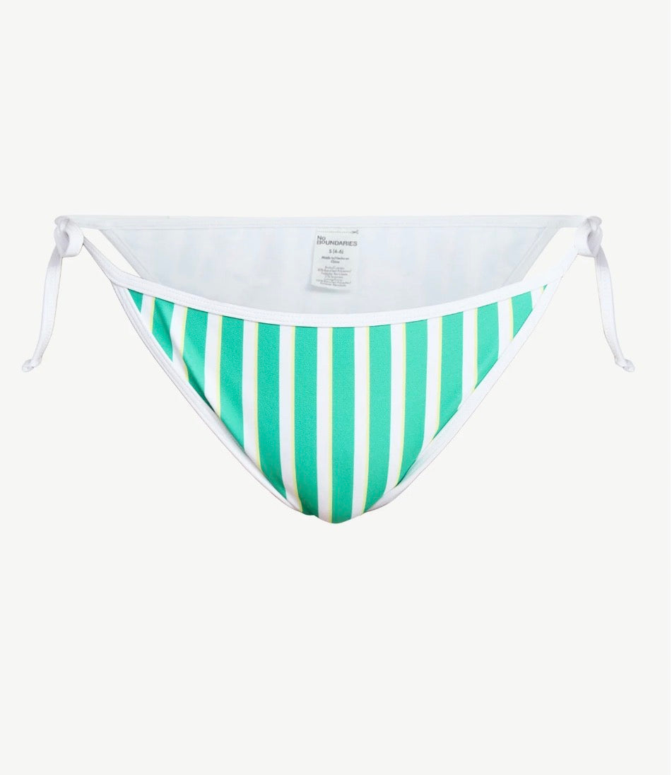 Sporty striped side tie bikini bottoms