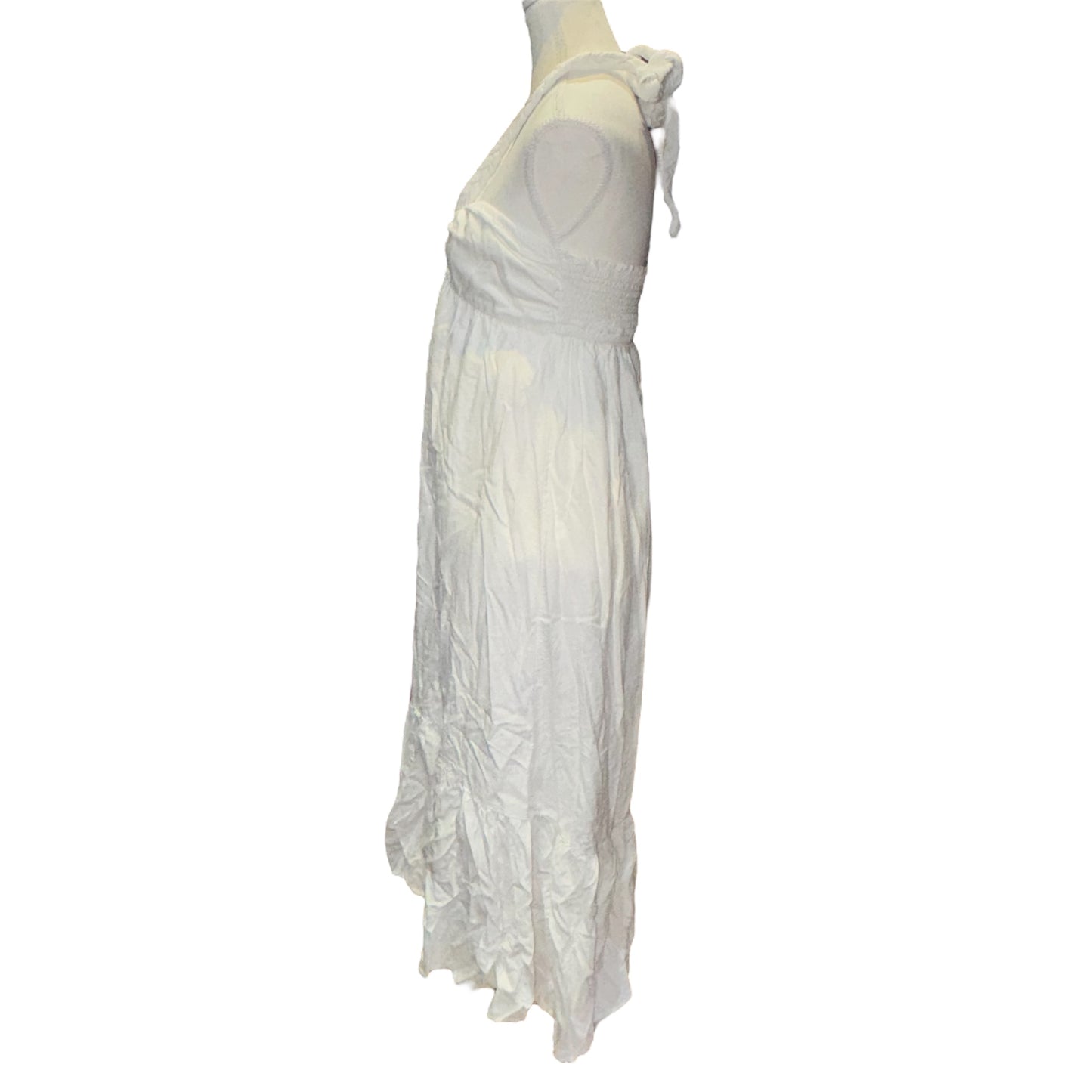 Linen blend braided halter dress