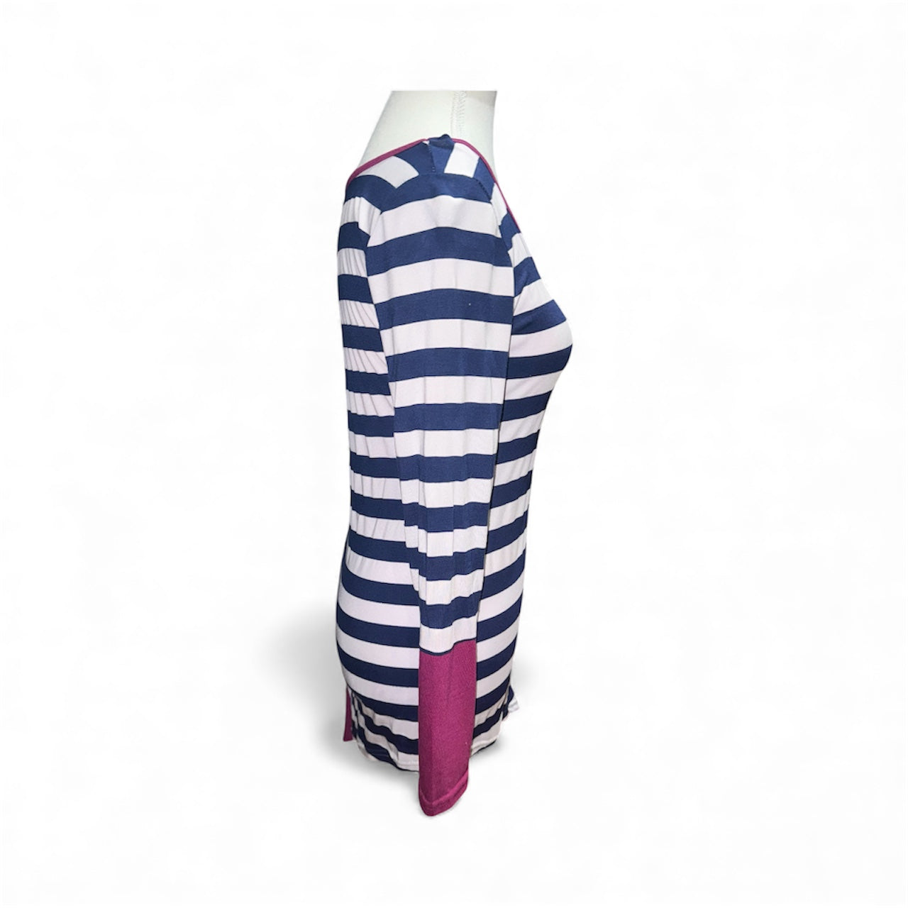 Striped assymetrical hem top