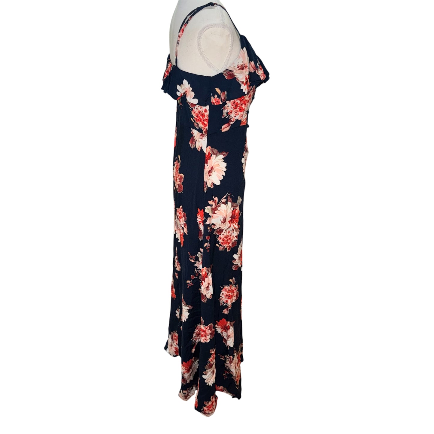 Button front floral boho maxi dress