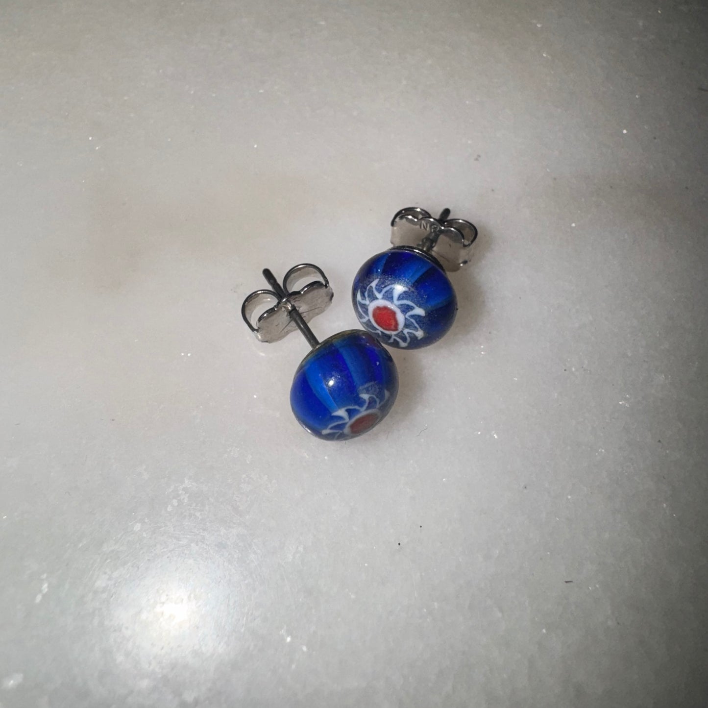 Vintage blue glass stud earrings