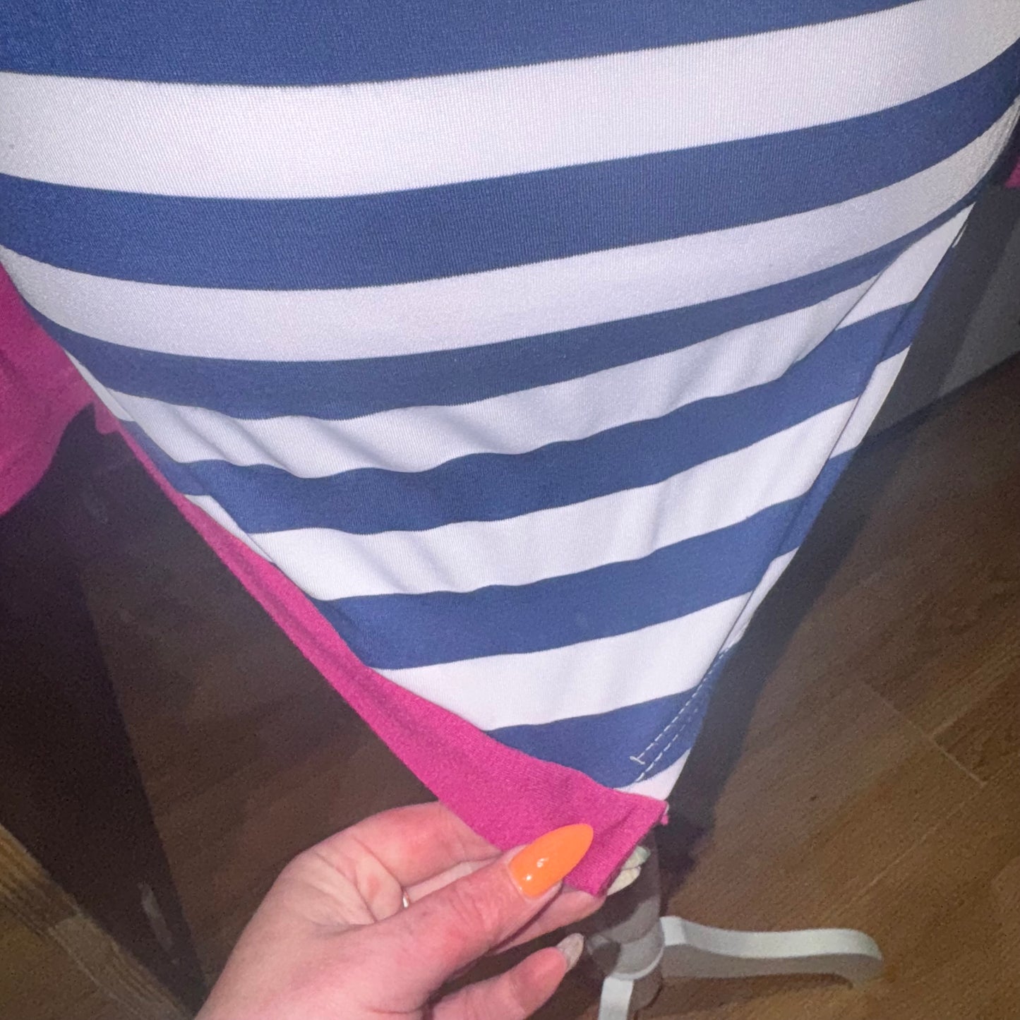 Striped assymetrical hem top