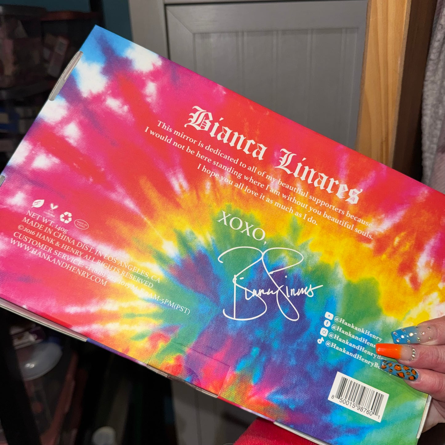 Tie dye hand mirror