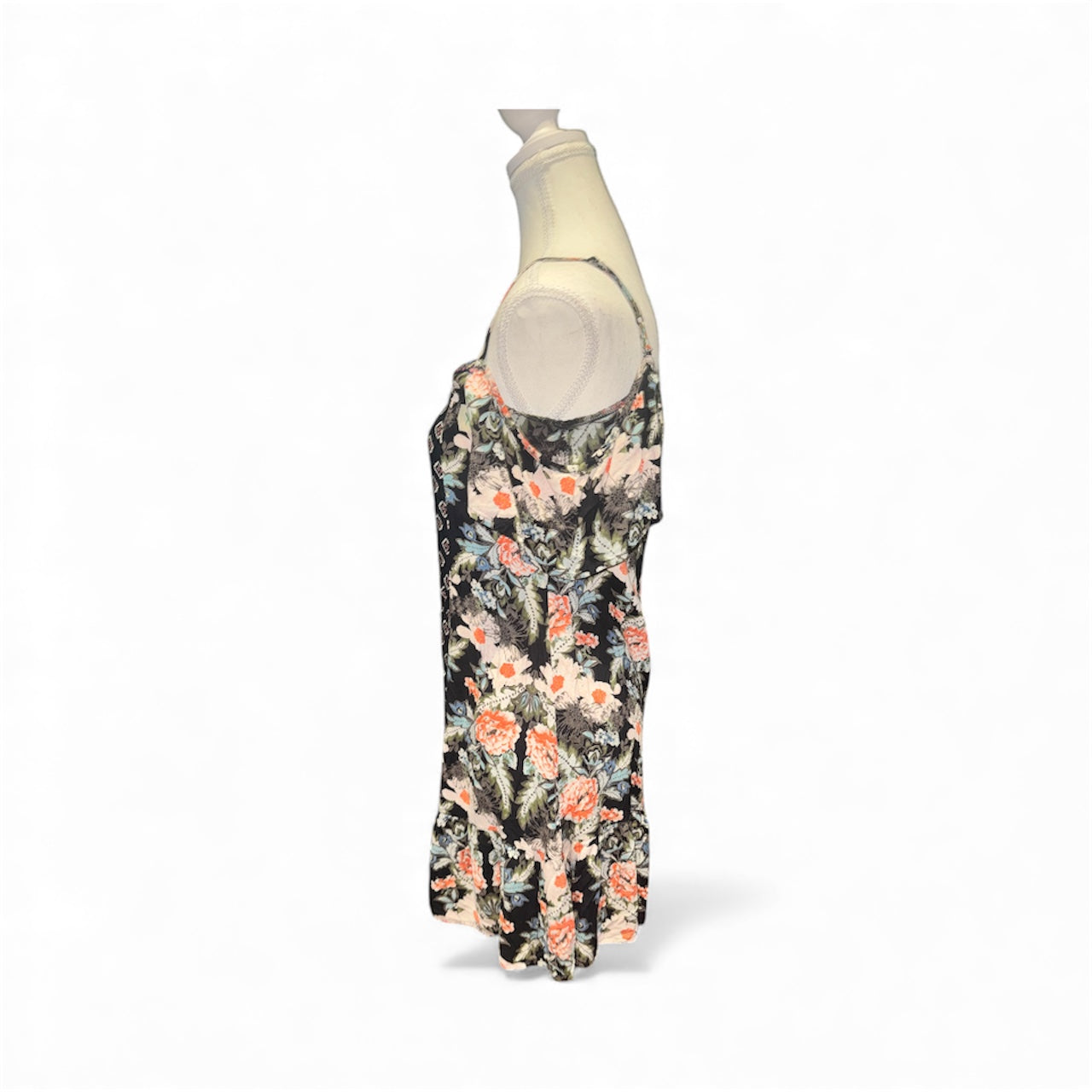 Floral mixed print cold shoulder dress