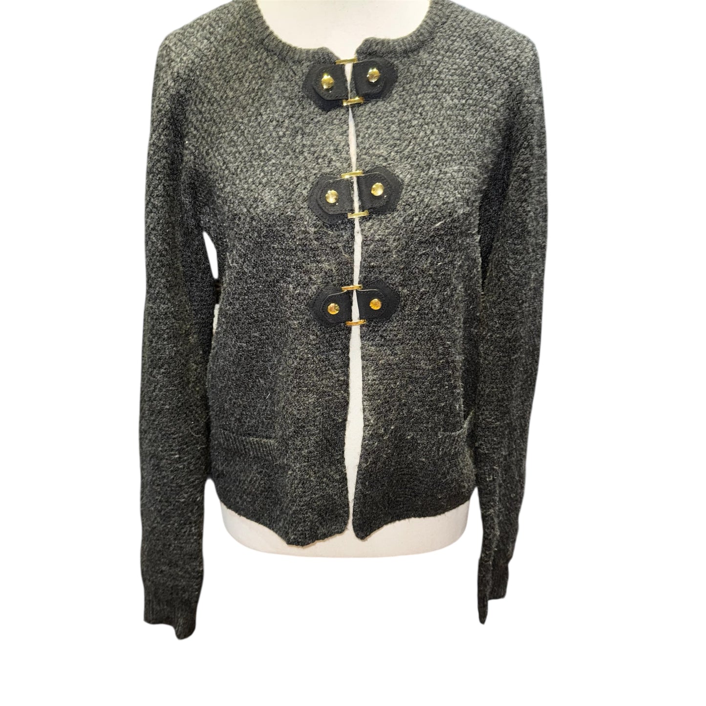 Gray knit acrylic cardigan
