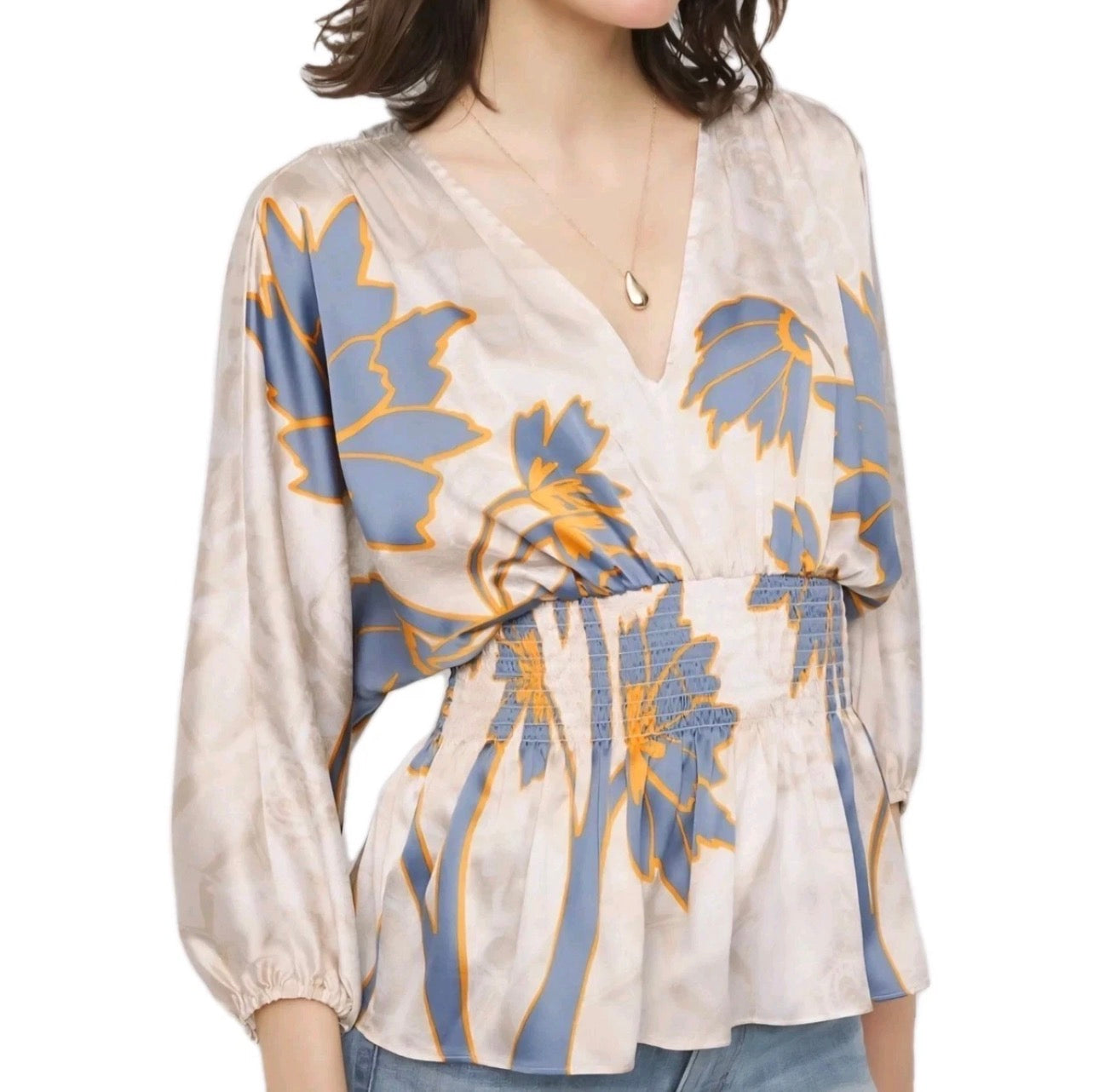 Kimono floral satin top