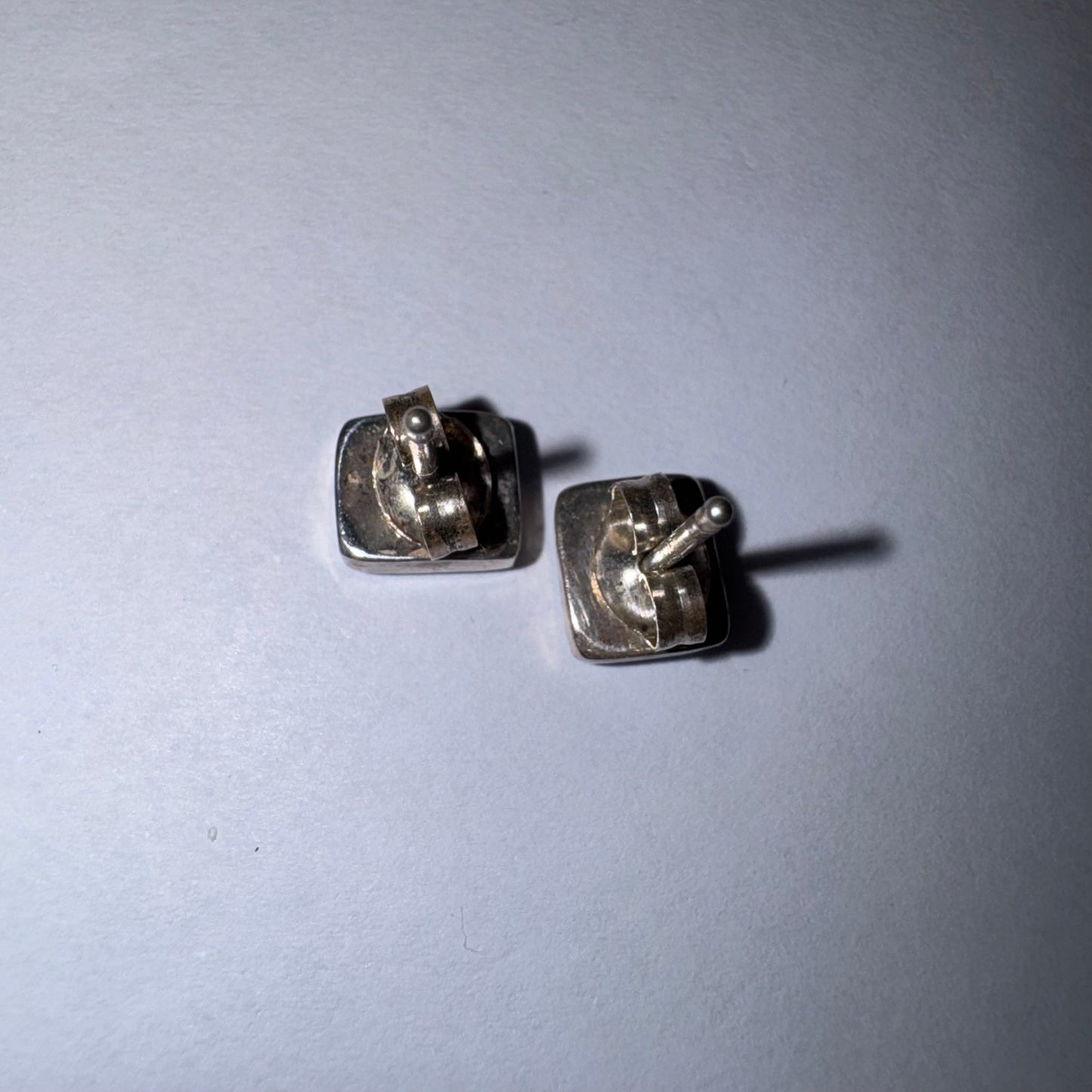 Vintage sterling silver block stud earrings