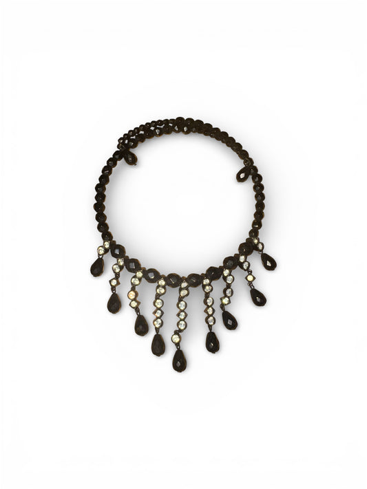 Vintage Avon black & rhinestone choker necklace