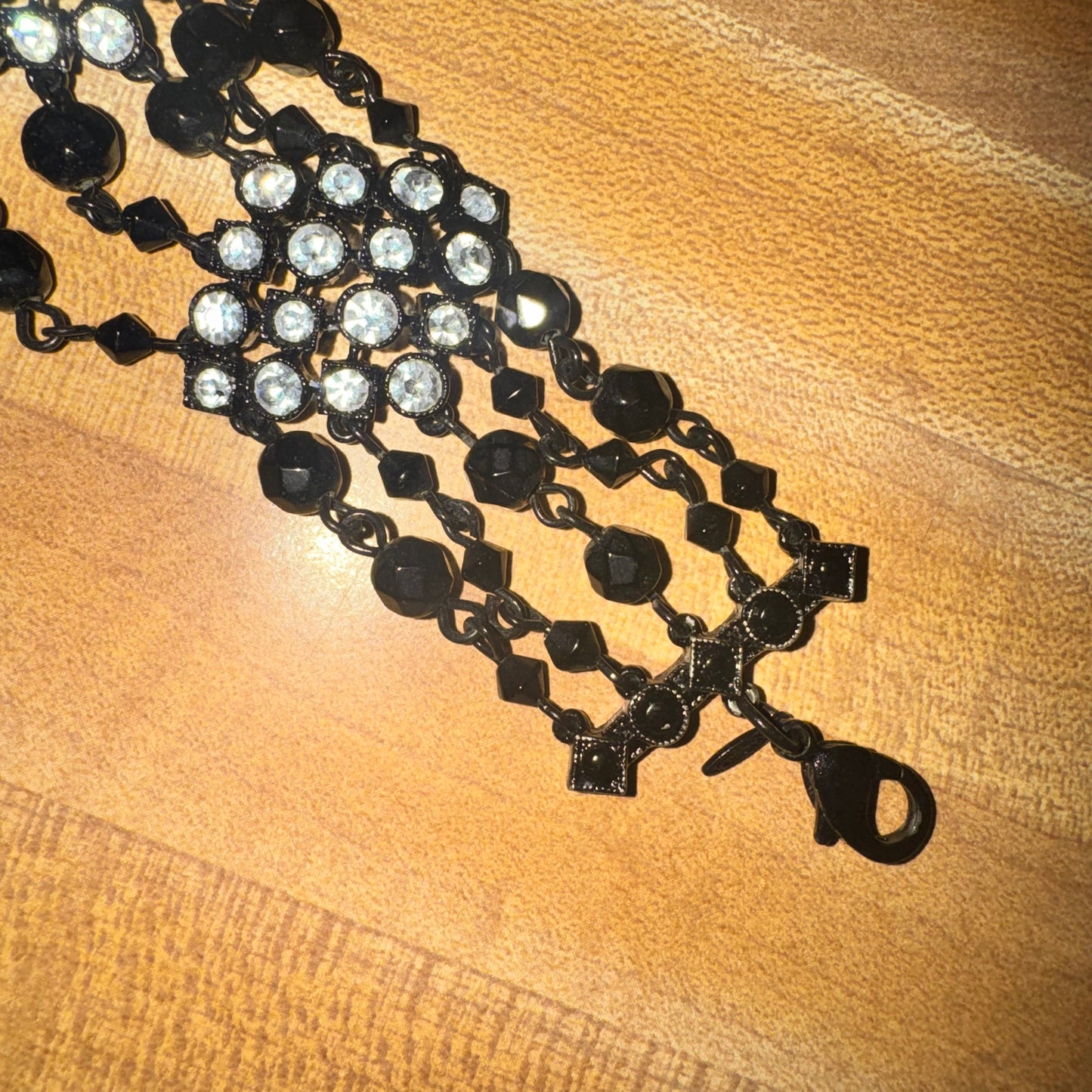 Vintage Avon black & crystal rhinestone bracelet