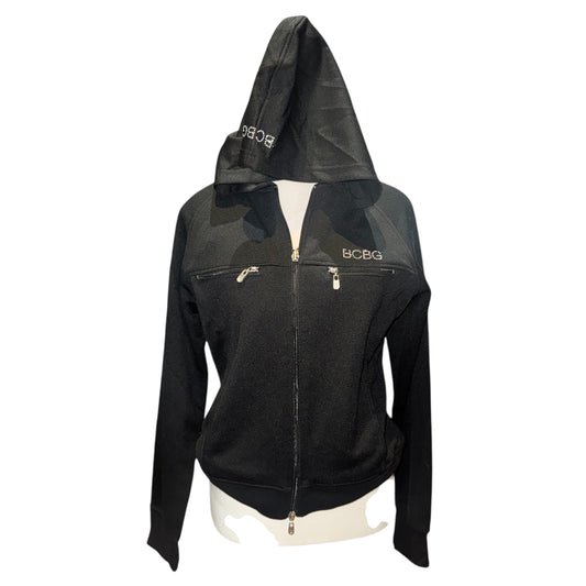 BCBG zip-up rhinestone logo hoodie