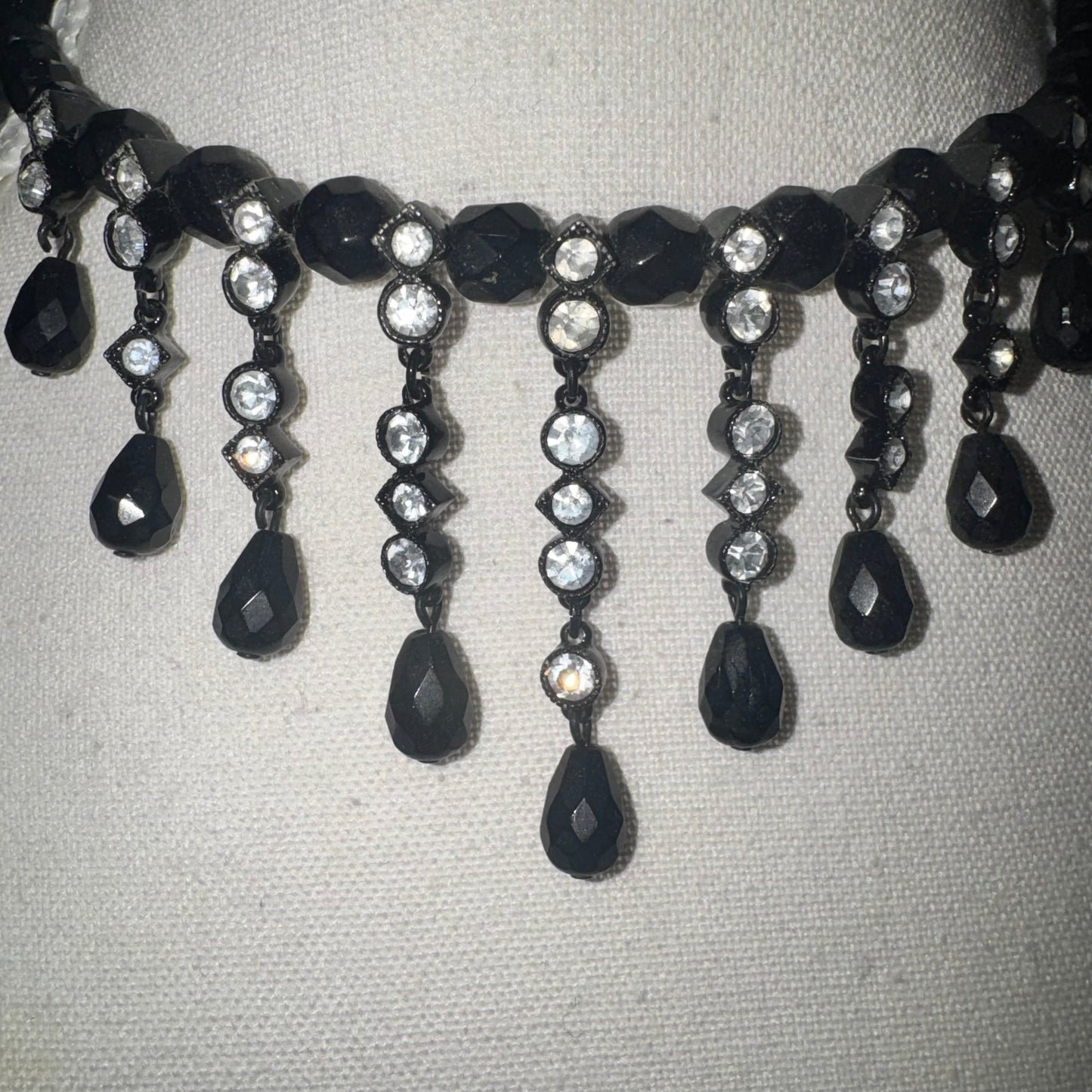 Vintage Avon black & rhinestone choker necklace